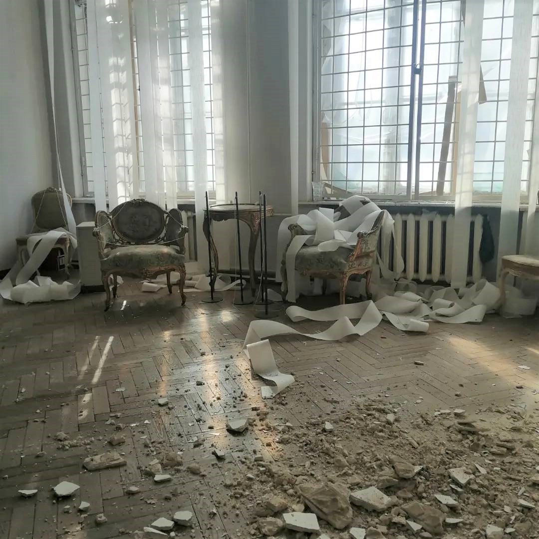Zerstörungen im Kunstmuseum in Kharkiv, Stand: August 2022, Foto: OBMIN
