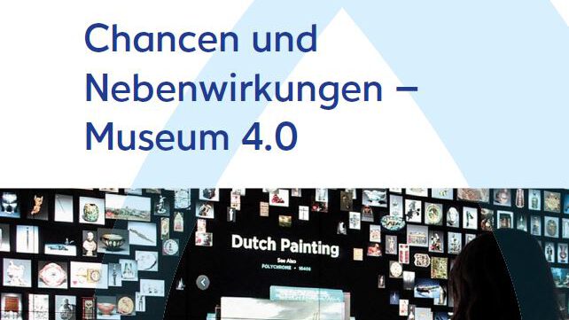 Cover der Publikation "Chancen und Nebenwirkungen – Museum 4.0" von ICOM Deutschland, mit einer visuellen Darstellung von Kunstwerken.